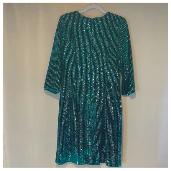 NEW JULIA JORDAN 3/4 Sleeve Velvet Sequin Sheath Cocktail Dress Women Size 12 - Picture 3 of 9